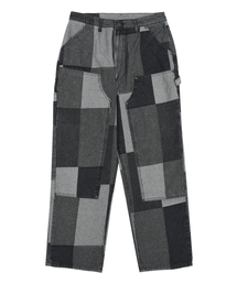 ERSCO（イーアルエスコ）の「ジャカードパッチワークダブルニパンツ_ブラック（デニムパンツ）」