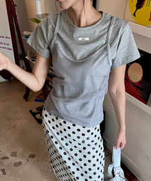 BUSTIER LAYERED T-SHIRT_GREY