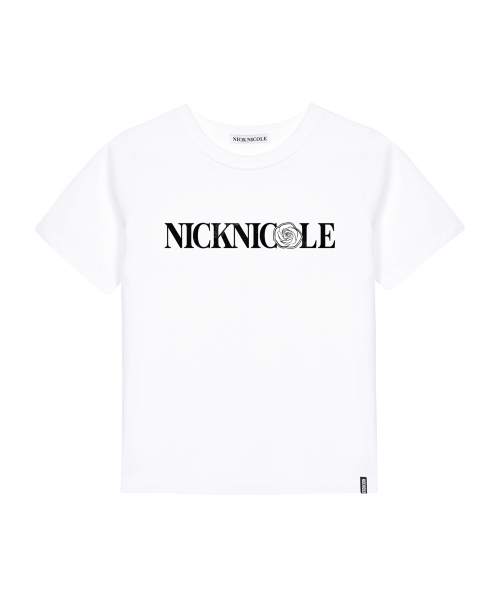 NICK&NICOLE(ニックアンドニコール)の「NICOLE ROSE LETTERING SLIM TOP_WHITE BLACK(Tシャツ/カットソー・レディース・その他・FREE)」の4枚目の写真