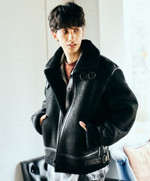 made in standard （メイドインスタンダード）の「MADE IN STANDARD / メイドインスタンダード B-3 FLIGHT JACKET リアルムートンレザーB-3ジャケット（ブルゾン・メンズ・ブラック/ブラウン・LARGE/X-SMALL/MEDIUM）」の4枚目の写真
