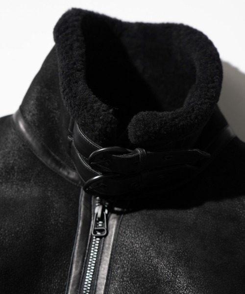 made in standard （メイドインスタンダード）の「MADE IN STANDARD / メイドインスタンダード B-3 FLIGHT JACKET リアルムートンレザーB-3ジャケット（ブルゾン・メンズ・ブラック/ブラウン・LARGE/X-SMALL/MEDIUM）」の12枚目の写真