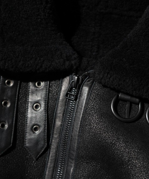made in standard （メイドインスタンダード）の「MADE IN STANDARD / メイドインスタンダード B-3 FLIGHT JACKET リアルムートンレザーB-3ジャケット（ブルゾン・メンズ・ブラック/ブラウン・LARGE/X-SMALL/MEDIUM）」の13枚目の写真