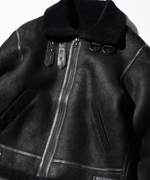 made in standard （メイドインスタンダード）の「MADE IN STANDARD / メイドインスタンダード B-3 FLIGHT JACKET リアルムートンレザーB-3ジャケット（ブルゾン・メンズ・ブラック/ブラウン・LARGE/X-SMALL/MEDIUM）」の15枚目の写真