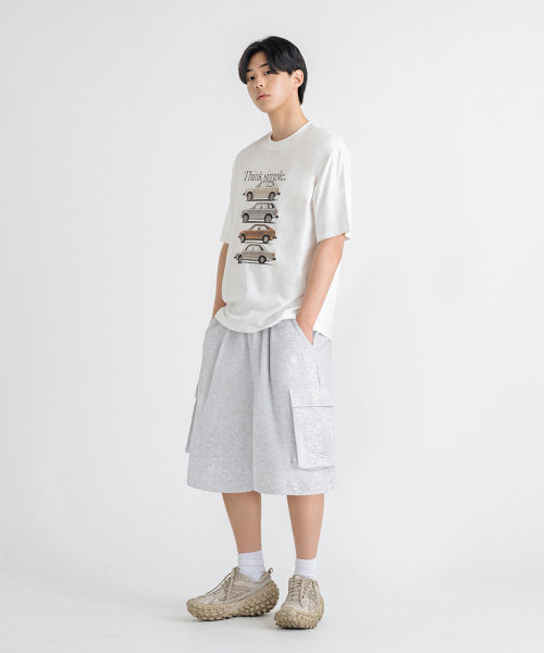LEMAIN SECOND（リメインセカンド）の「BERMUDA WIDE ONE-TUCK CARGO SWEAT SHORTS [WHITE MELANGE]（その他パンツ・メンズ・その他・SMALL/MEDIUM）」の3枚目の写真