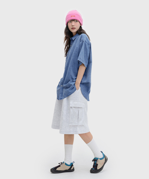 LEMAIN SECOND（リメインセカンド）の「BERMUDA WIDE ONE-TUCK CARGO SWEAT SHORTS [WHITE MELANGE]（その他パンツ・メンズ・その他・SMALL/MEDIUM）」の4枚目の写真