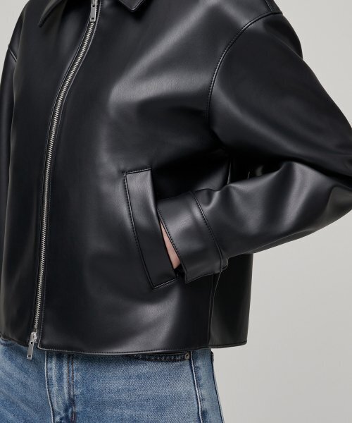 MUSINSA STANDARD WOMAN（ムシンサスタンダードウーマン）の「ウィメンズ シンセティックレザー オーバーサイズ シングルジャケット [ブラック]（ライダースジャケット・レディース・その他・SMALL/MEDIUM）」の8枚目の写真