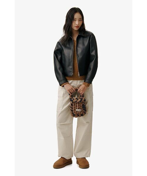 MUSINSA STANDARD WOMAN（ムシンサスタンダードウーマン）の「ウィメンズ シンセティックレザー オーバーサイズ シングルジャケット [ブラック]（ライダースジャケット・レディース・その他・SMALL/MEDIUM）」の15枚目の写真