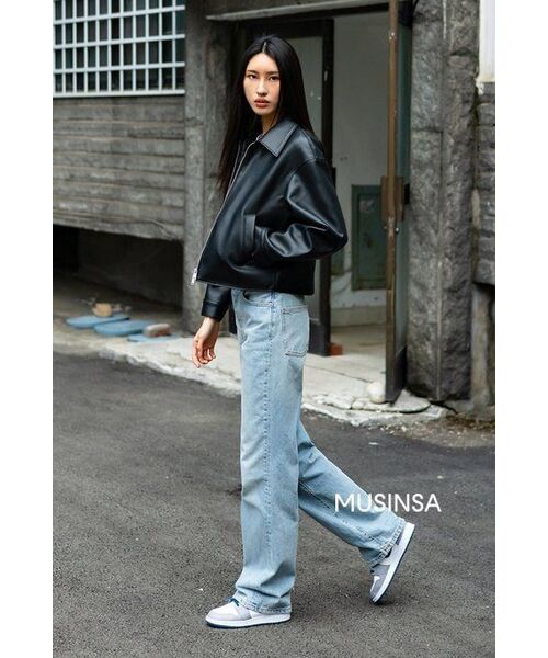 MUSINSA STANDARD WOMAN（ムシンサスタンダードウーマン）の「ウィメンズ シンセティックレザー オーバーサイズ シングルジャケット [ブラック]（ライダースジャケット・レディース・その他・SMALL/MEDIUM）」の17枚目の写真