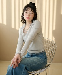 sheer layered rib tops /シアーレイヤードリブトップス