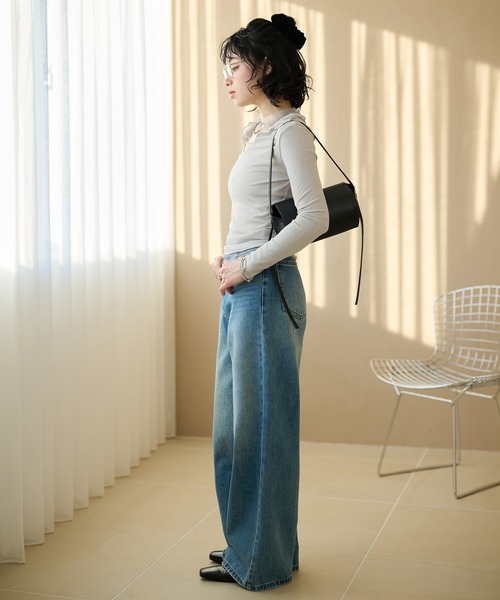 LAULEN(ローレン)の「sheer layered rib tops /シアーレイヤードリブトップス(Tシャツ/カットソー・レディース・グレー/チャコールグレー・FREE)」の4枚目の写真