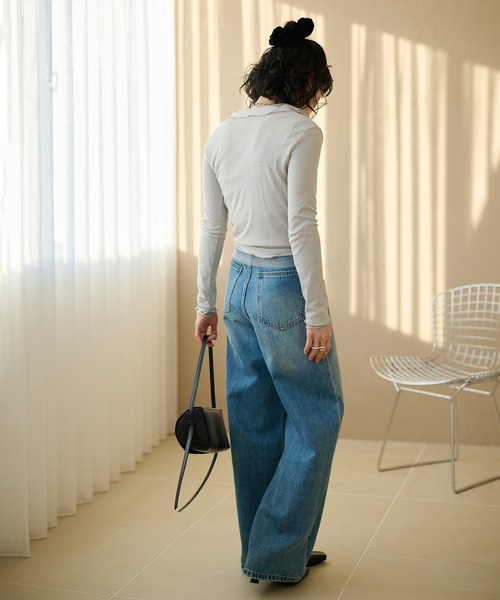 LAULEN(ローレン)の「sheer layered rib tops /シアーレイヤードリブトップス(Tシャツ/カットソー・レディース・グレー/チャコールグレー・FREE)」の6枚目の写真