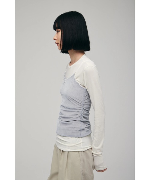 FELICITY（フェリシティ）の「Layered Cut Tops（Tシャツ/カットソー・レディース・アイボリー/チャコール・2）」の6枚目の写真