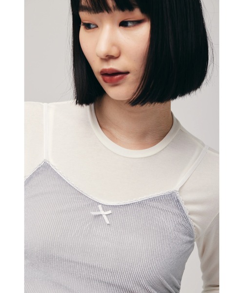 FELICITY（フェリシティ）の「Layered Cut Tops（Tシャツ/カットソー・レディース・アイボリー/チャコール・2）」の8枚目の写真