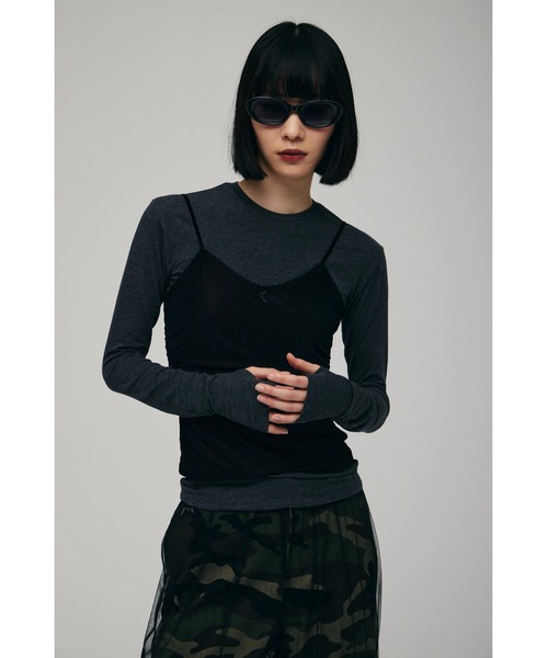 FELICITY（フェリシティ）の「Layered Cut Tops（Tシャツ/カットソー・レディース・アイボリー/チャコール・2）」の11枚目の写真