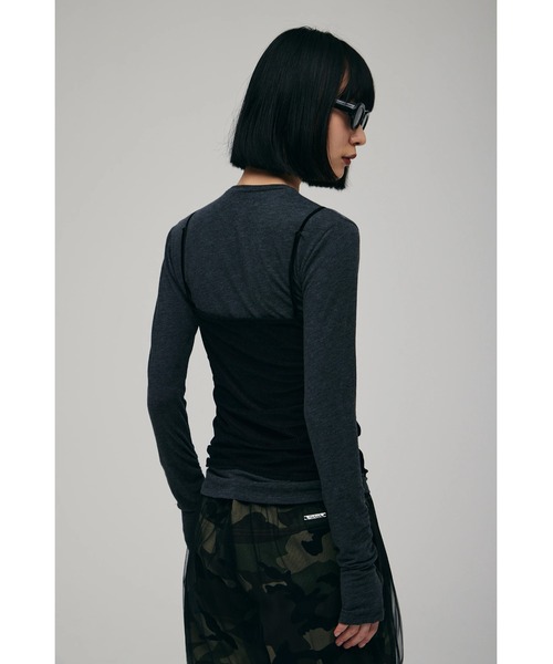FELICITY（フェリシティ）の「Layered Cut Tops（Tシャツ/カットソー・レディース・アイボリー/チャコール・2）」の13枚目の写真