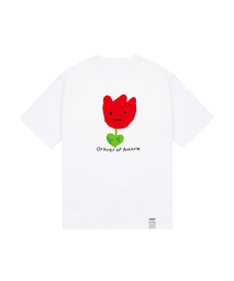 GRAVER（グレーバー）の「[UNISEX] DRAWING RED FLOWER SMILE SHORT SLEEVE T-SHIRT_WHITE（Tシャツ/カットソー）」