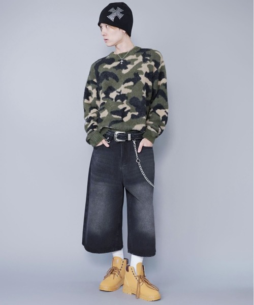 SPINNS（スピンズ）の「短丈シャギー柄ニット/アート・ヒョウ・カモフラ/ふわふわで軽い着心地（ニット/セーター・メンズ・カモフラージュ/レオパード/その他・ONESIZE）」の4枚目の写真