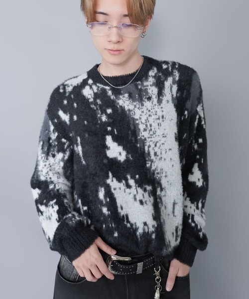 SPINNS（スピンズ）の「短丈シャギー柄ニット/アート・ヒョウ・カモフラ/ふわふわで軽い着心地（ニット/セーター・メンズ・カモフラージュ/レオパード/その他・ONESIZE）」の14枚目の写真