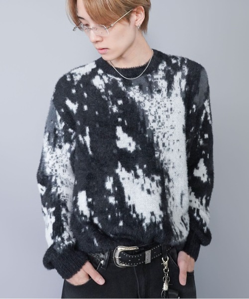 SPINNS（スピンズ）の「短丈シャギー柄ニット/アート・ヒョウ・カモフラ/ふわふわで軽い着心地（ニット/セーター・メンズ・カモフラージュ/レオパード/その他・ONESIZE）」の15枚目の写真