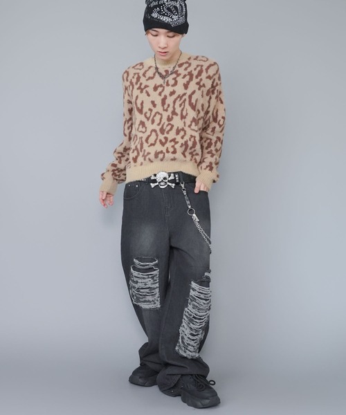 SPINNS（スピンズ）の「短丈シャギー柄ニット/アート・ヒョウ・カモフラ/ふわふわで軽い着心地（ニット/セーター・メンズ・カモフラージュ/レオパード/その他・ONESIZE）」の18枚目の写真