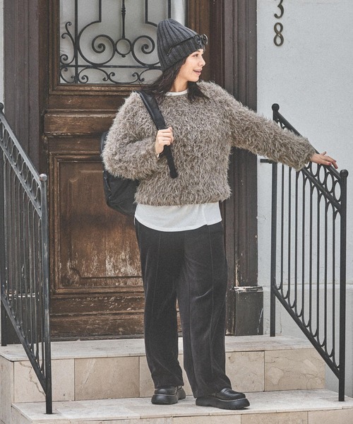 niko and...（ニコアンド）の「オリジナル太リブニットワッチ（ニットキャップ/ビーニー・レディース・アイボリー/ブルー/レッド/チャコール/ブラック・0）」の8枚目の写真