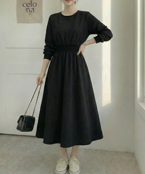cammie(キャミー)の「フレンチスウェットロングワンピース(ワンピース・レディース・グレー/ブラック・M/L)」の1枚目の写真