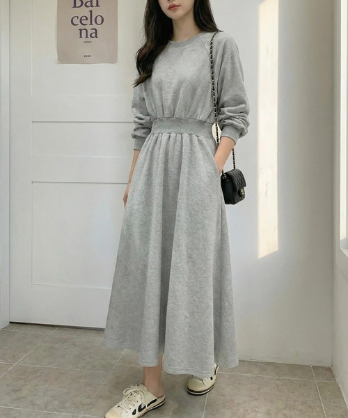 cammie(キャミー)の「フレンチスウェットロングワンピース(ワンピース・レディース・グレー/ブラック・M/L)」の12枚目の写真