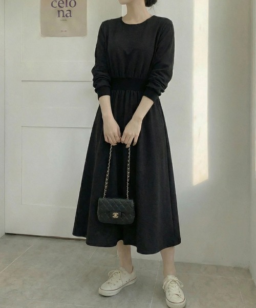 cammie(キャミー)の「フレンチスウェットロングワンピース(ワンピース・レディース・グレー/ブラック・M/L)」の8枚目の写真