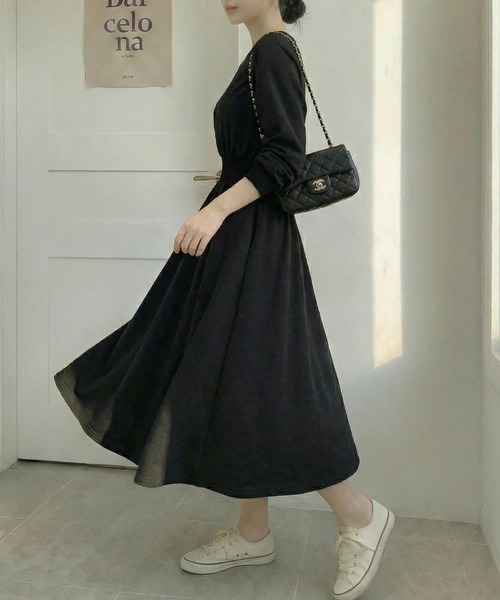 cammie(キャミー)の「フレンチスウェットロングワンピース(ワンピース・レディース・グレー/ブラック・M/L)」の9枚目の写真