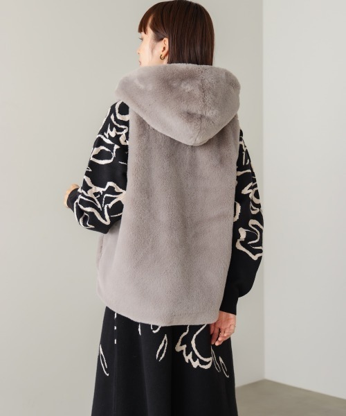 セール】フェイクシープフード付ファーベスト（ベスト）｜Bou Jeloud