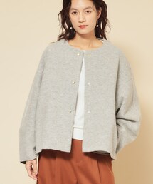 Sunauna（スーナウーナ）の「【ショート丈】ノーカラーライトアウター（ブルゾン）」