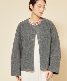 Sunauna（スーナウーナ）の「【ショート丈】ノーカラーライトアウター（ブルゾン）」