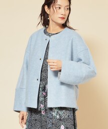 Sunauna（スーナウーナ）の「【ショート丈】ノーカラーライトアウター（ブルゾン）」