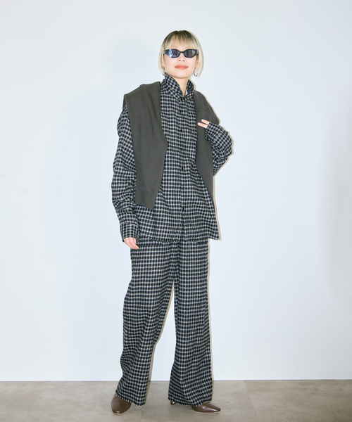 CITYSHOP（シティーショップ）の「CHECK シャツ（シャツ/ブラウス・レディース・ベージュ/ブラック・FREE）」の3枚目の写真