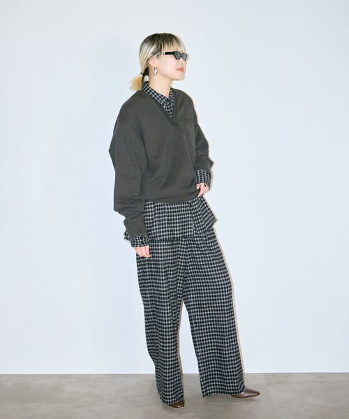 CITYSHOP（シティーショップ）の「CHECK シャツ（シャツ/ブラウス・レディース・ベージュ/ブラック・FREE）」の4枚目の写真