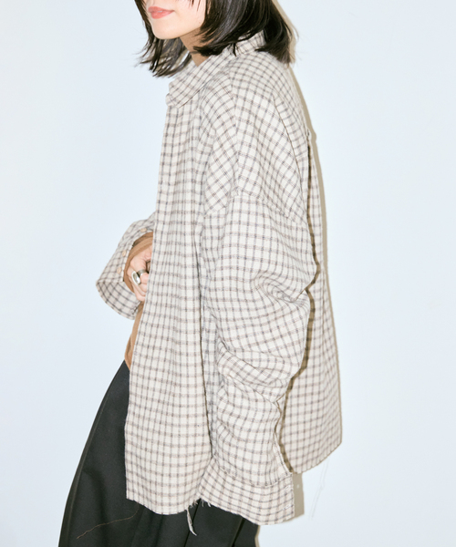 CITYSHOP（シティーショップ）の「CHECK シャツ（シャツ/ブラウス・レディース・ベージュ/ブラック・FREE）」の11枚目の写真