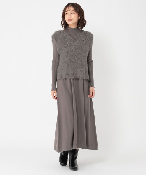 studio CLIP（スタディオクリップ）の「シャギーベスト×ニットワンピース（ワンピース・レディース・ブラウン/モカ/アイボリー・FREE）」の6枚目の写真