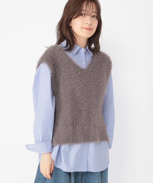 studio CLIP（スタディオクリップ）の「シャギーベスト×ニットワンピース（ワンピース・レディース・ブラウン/モカ/アイボリー・FREE）」の10枚目の写真