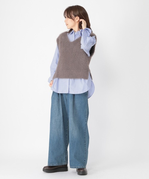 studio CLIP（スタディオクリップ）の「シャギーベスト×ニットワンピース（ワンピース・レディース・ブラウン/モカ/アイボリー・FREE）」の11枚目の写真