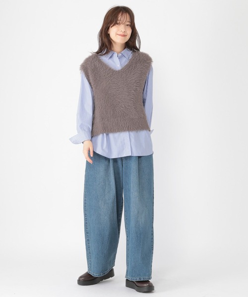 studio CLIP（スタディオクリップ）の「シャギーベスト×ニットワンピース（ワンピース・レディース・ブラウン/モカ/アイボリー・FREE）」の12枚目の写真