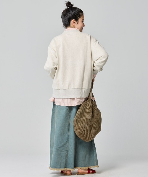 KRIFF MAYER Lady's Collection(クリフメイヤーレディースコレクション)の「のび~る裏毛 ハーフジップ カレッジロゴスウェット / プルオーバー(スーパーストレッチ)(スウェット・レディース・グリーン/オートミール/チャコール/ブルー/カラフル・MEDIUM/LARGE)」の8枚目の写真