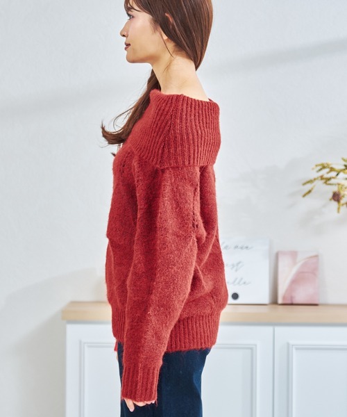 MISCH MASCH(ミッシュマッシュ)の「一部店舗限定 オフショルケーブルニット(ニット/セーター・レディース・アイボリー/グレー/レッド・フリ-)」の10枚目の写真