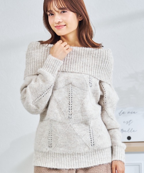 MISCH MASCH(ミッシュマッシュ)の「一部店舗限定 オフショルケーブルニット(ニット/セーター・レディース・アイボリー/グレー/レッド・フリ-)」の21枚目の写真