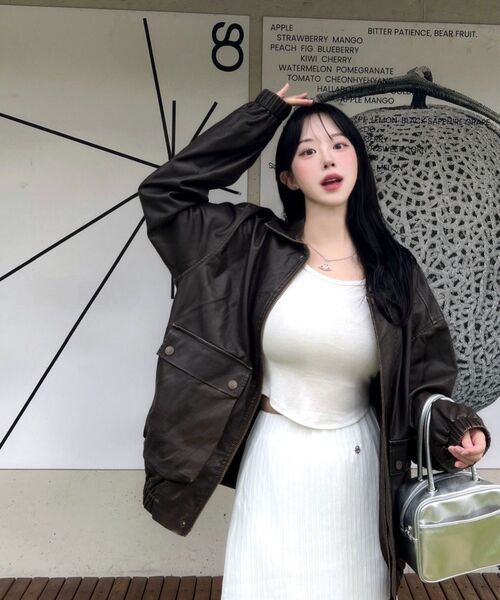 LADY VOLUME(レディーボリューム)の「9165 VINTAGE COATING LEATHER JACKET_BROWN(ライダースジャケット・レディース・その他・FREE)」の9枚目の写真