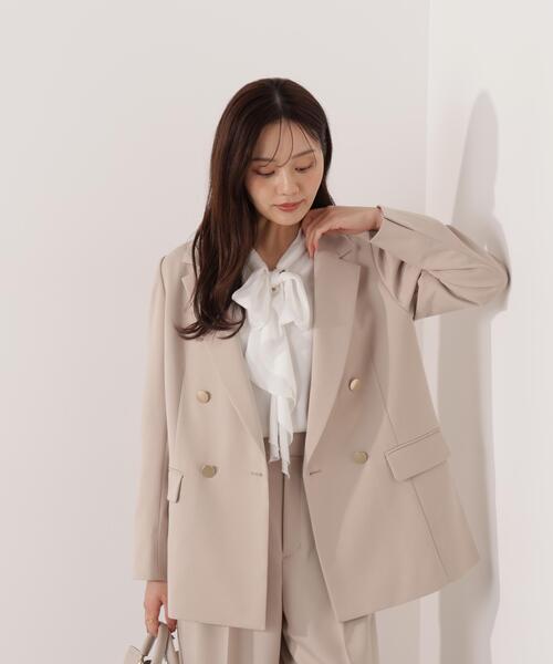 PROPORTION BODY DRESSING(プロポーションボディドレッシング)の「<セットアップ対応>ダブルジャケット / 1216150002(テーラードジャケット・レディース・オフホワイト/ベージュ/ダークグレー・MEDIUM/PSS/SMALL)」の3枚目の写真