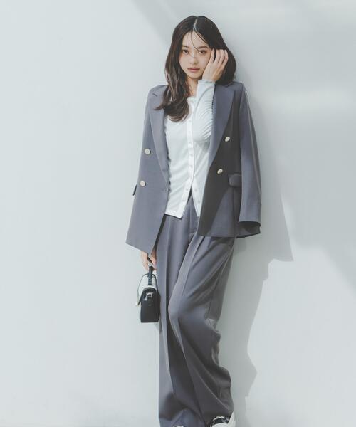 PROPORTION BODY DRESSING(プロポーションボディドレッシング)の「<セットアップ対応>ダブルジャケット / 1216150002(テーラードジャケット・レディース・オフホワイト/ベージュ/ダークグレー・MEDIUM/PSS/SMALL)」の1枚目の写真
