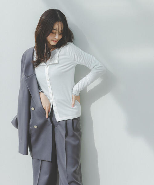 PROPORTION BODY DRESSING（プロポーションボディドレッシング）の「＜セットアップ対応＞ダブルジャケット / 1216150002（テーラードジャケット・レディース・オフホワイト/ベージュ/ダークグレー・MEDIUM/PSS/SMALL）」の6枚目の写真