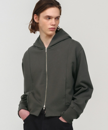 MOONSUN（ムーンサン）の「UNISEX, Crop Hood Zip-up / Charcoal（パーカー）」