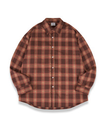 TOPBOY（トップボーイ）の「ソフトオーバーサイズオンブレチェックシャツピンクベージュ（シャツ/ブラウス）」