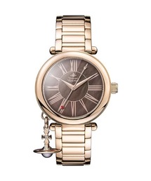 Vivienne Westwood | 「Vivienne Westwood/ヴィヴィアン・ウエストウッド」マザーオーブレディースクォーツウォッチ、ブラウンMOPダイヤル&ローズゴールドステンレススチールブレスレット(アナログ腕時計)